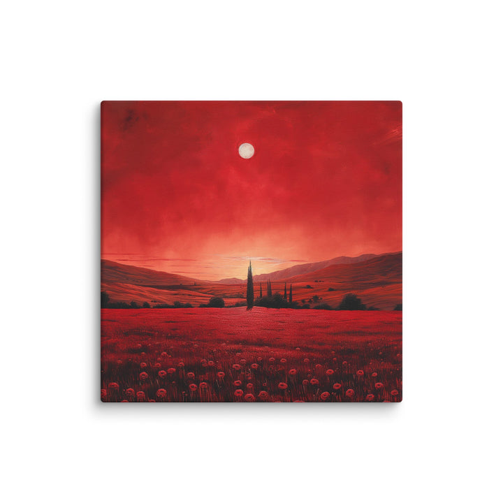 Crimson Veil Red Landscape Canvas Wall Art - Polendo Design red landscape canvas wall art