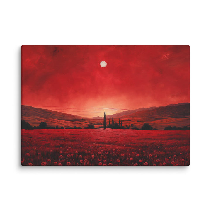 Crimson Veil Red Landscape Canvas Wall Art - Polendo Design red landscape canvas wall art