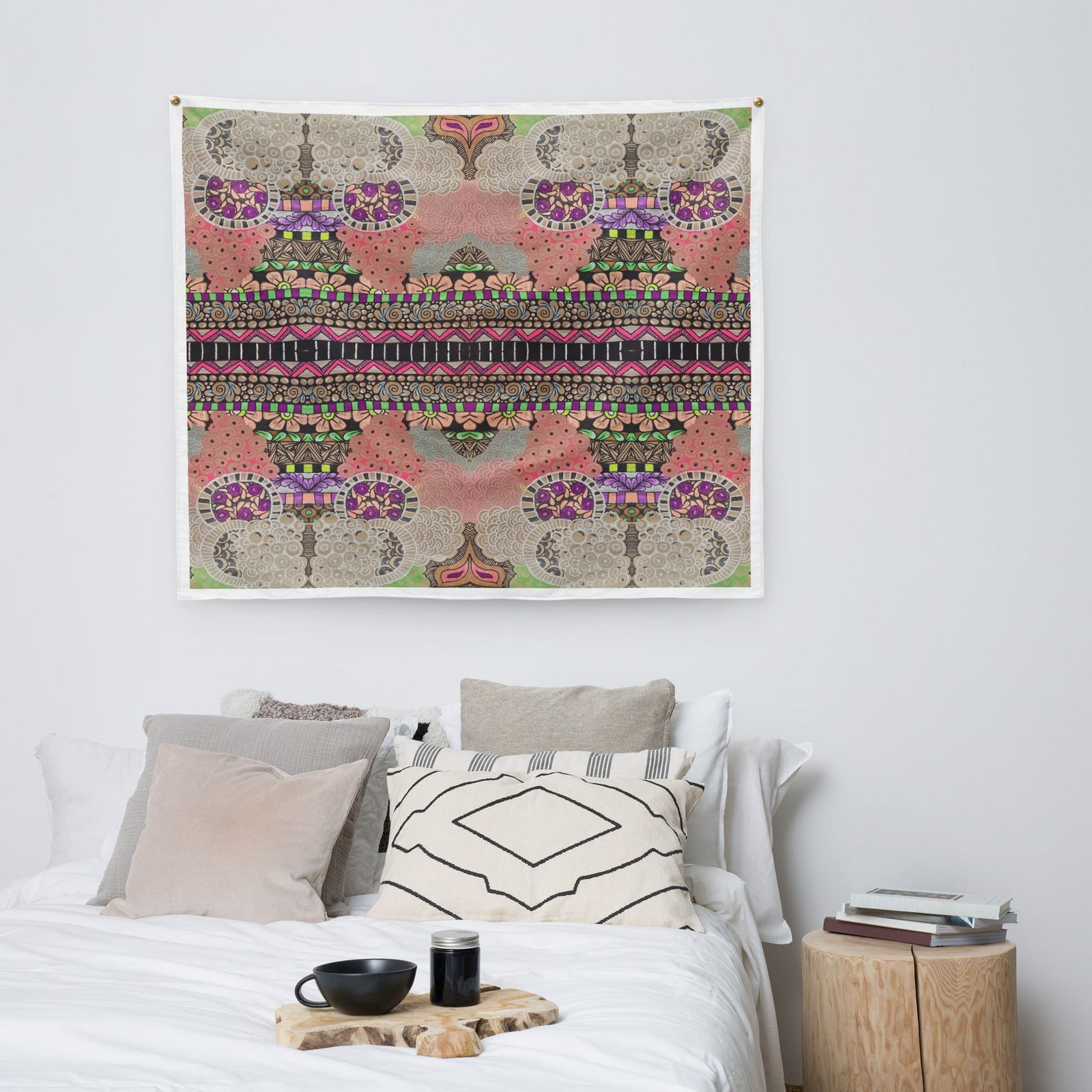 Echo Garden Wall Tapestry – Abstract Colorful Fabric Wall Art - Polendo Design wall tapestry
