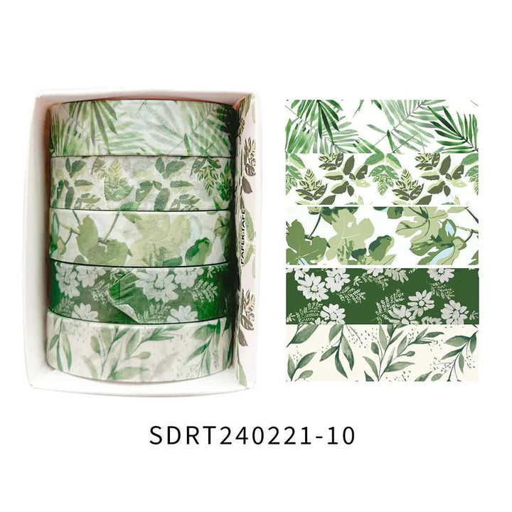 Floral Washi Tape Set (5 Rolls) – Aesthetic Scrapbook &amp; Journaling Tape - Polendo Design floral washi tape set
