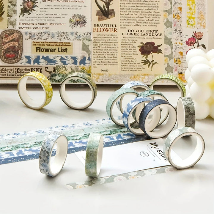 Floral Washi Tape Set (5 Rolls) – Aesthetic Scrapbook &amp; Journaling Tape - Polendo Design floral washi tape set