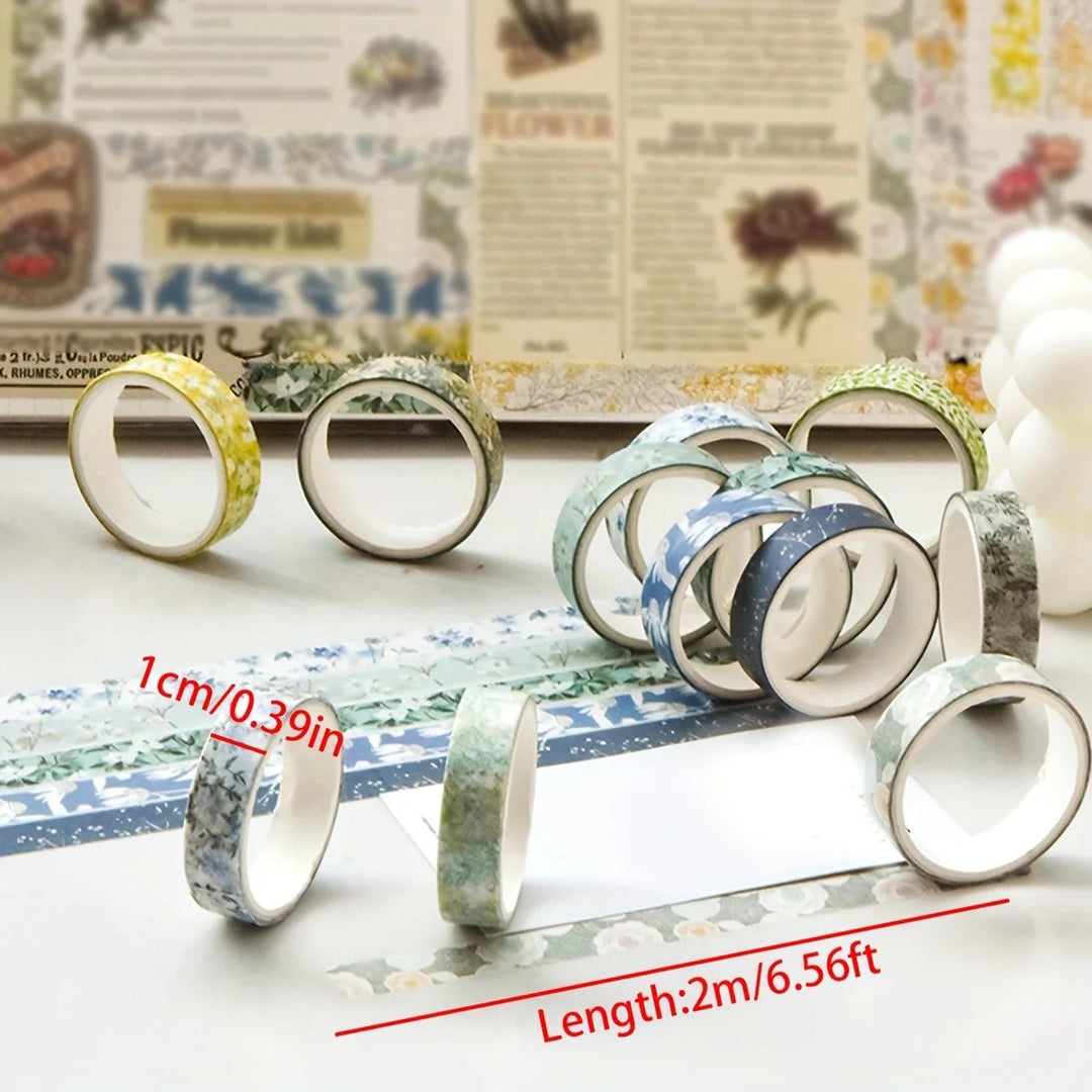 Floral Washi Tape Set (5 Rolls) – Aesthetic Scrapbook &amp; Journaling Tape - Polendo Design floral washi tape set