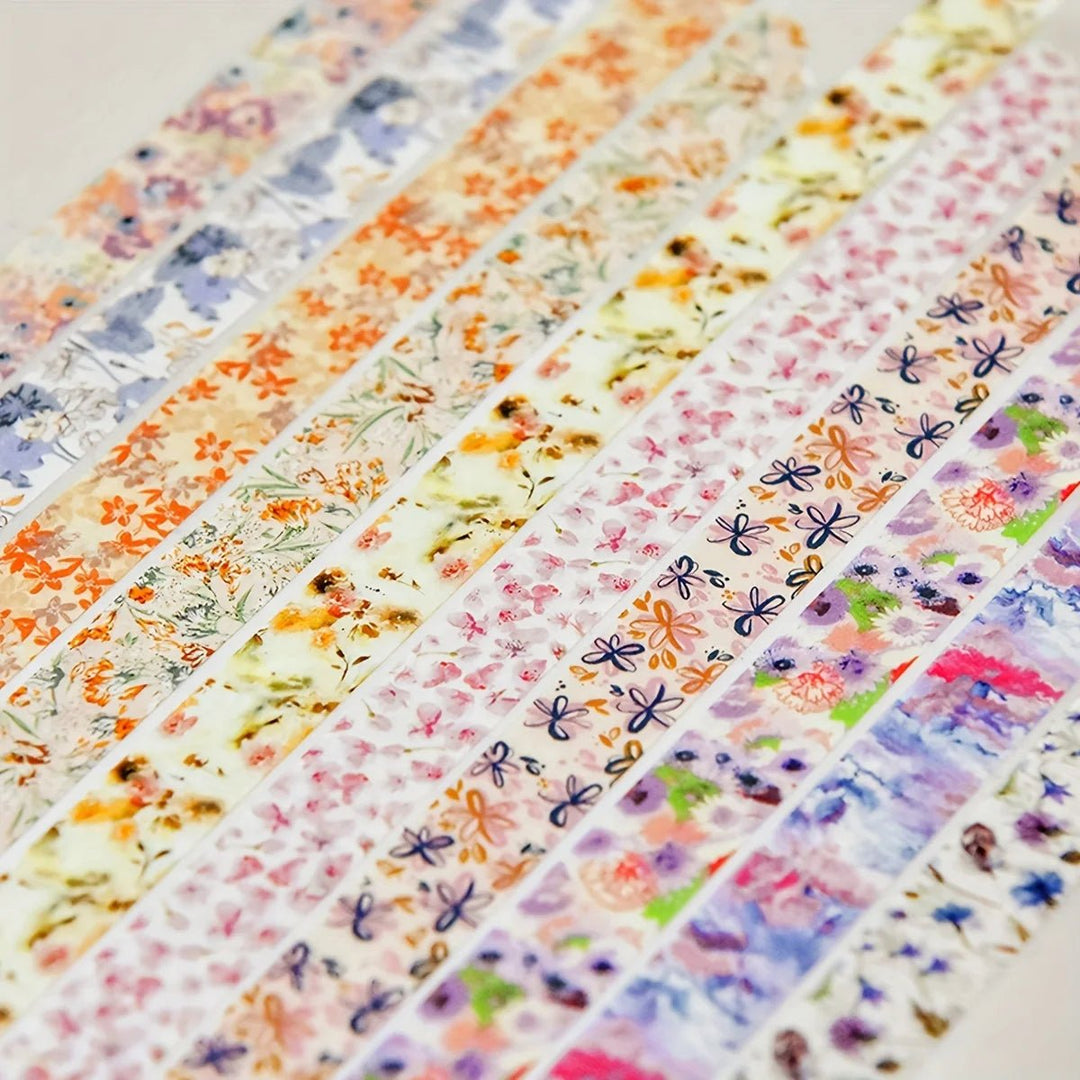 Floral Washi Tape Set (5 Rolls) – Aesthetic Scrapbook &amp; Journaling Tape - Polendo Design floral washi tape set