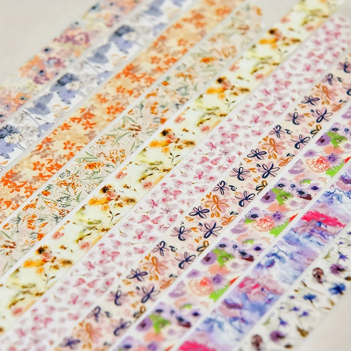 Floral Washi Tape Set (5 Rolls) – Aesthetic Scrapbook &amp; Journaling Tape - Polendo Design floral washi tape set