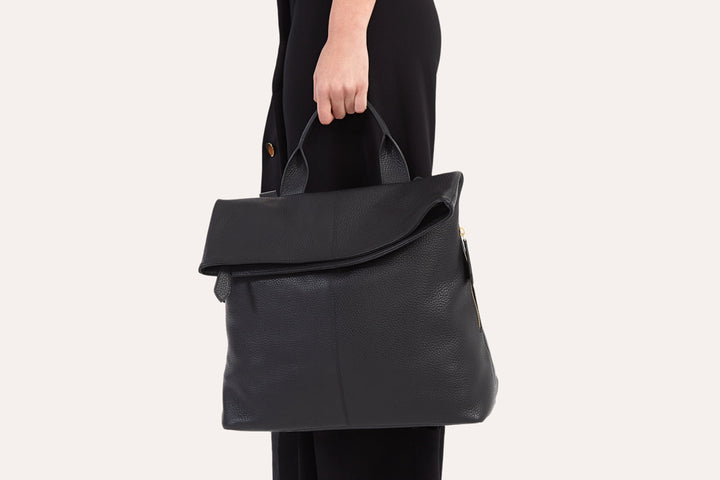 Fold N Go Pebble Leather Backpack - Polendo Design pebble leather backpack