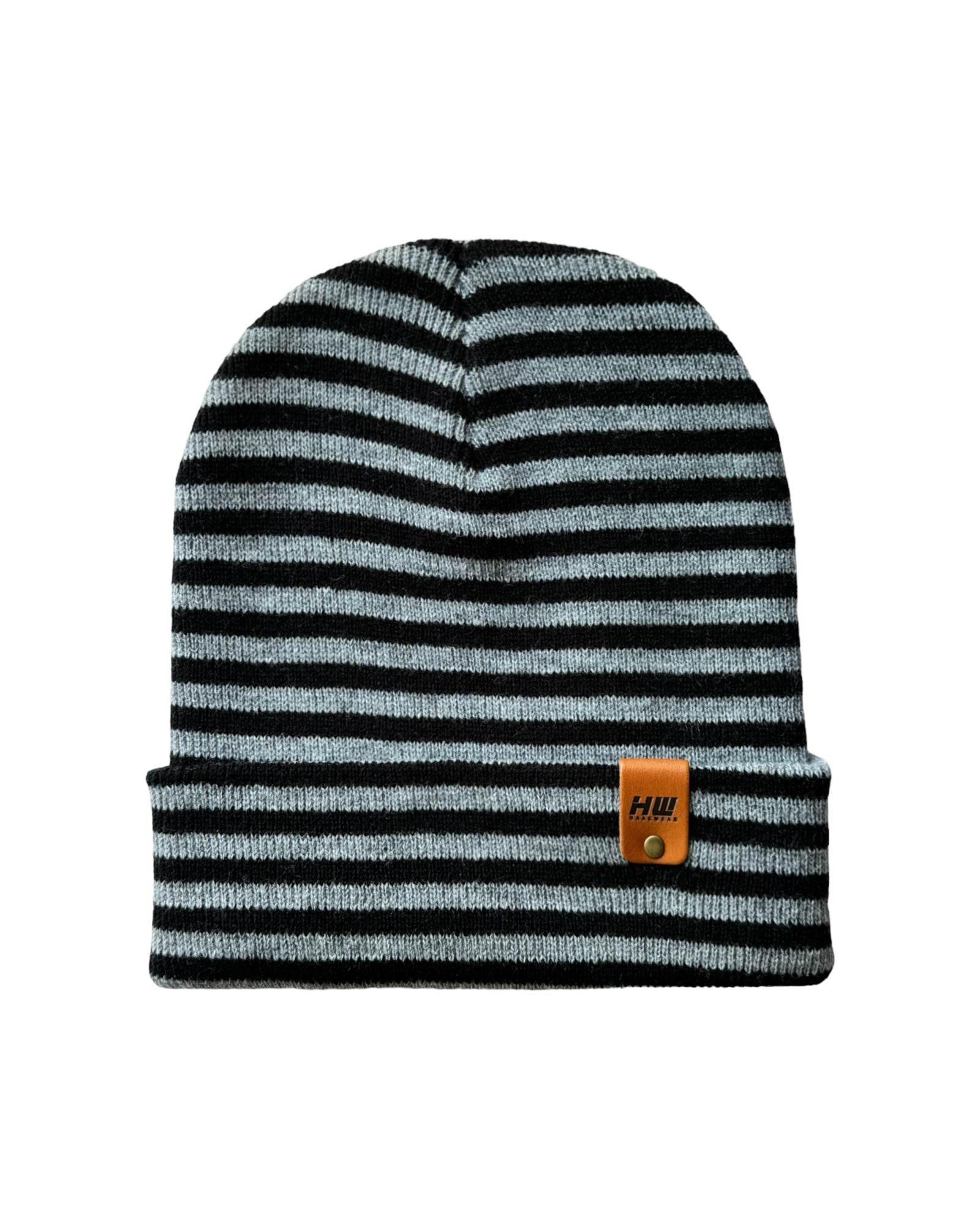 Cuffed Beanie Hat – Black & Gray Made in USA - Polendo Design cuffed beanie hat