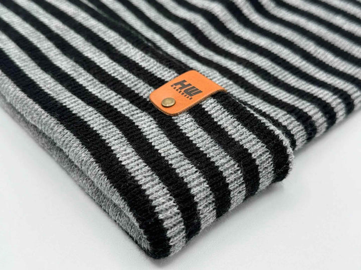 Cuffed Beanie Hat – Black &amp; Gray Made in USA - Polendo Design cuffed beanie hat