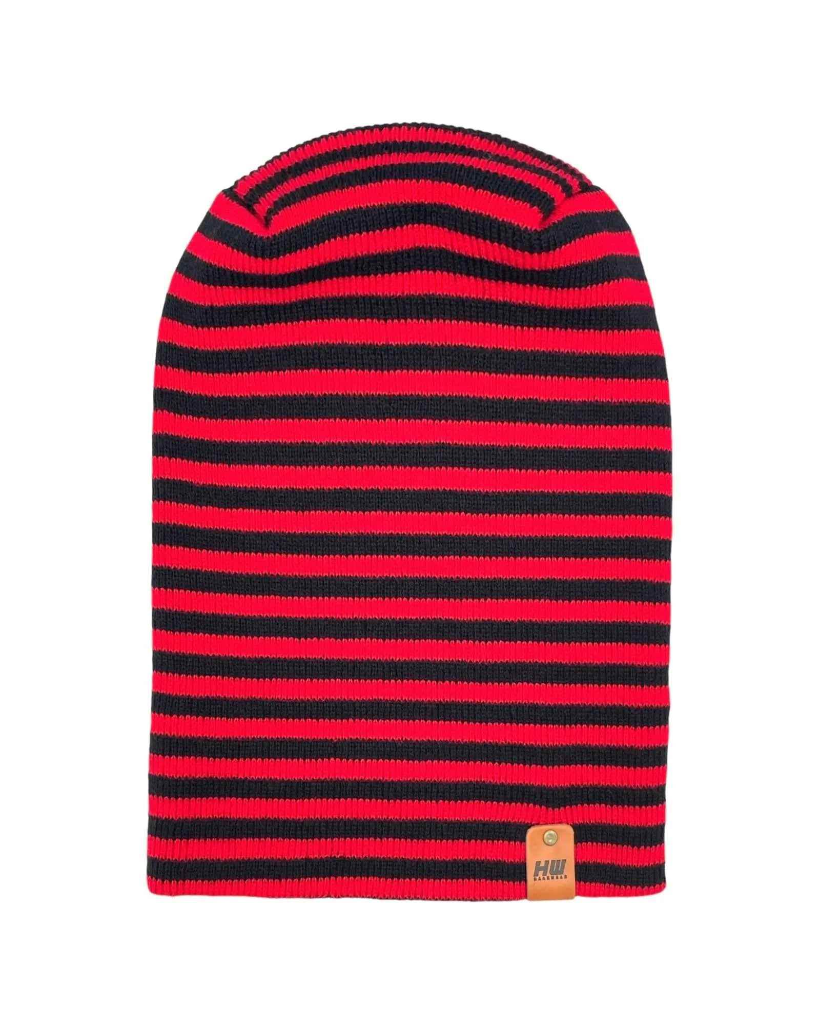 HAAKWEAR H Stitch RORO Cuffed Beanie (Patented) Black / Red, Made in USA - Polendo Design cuffed beanie