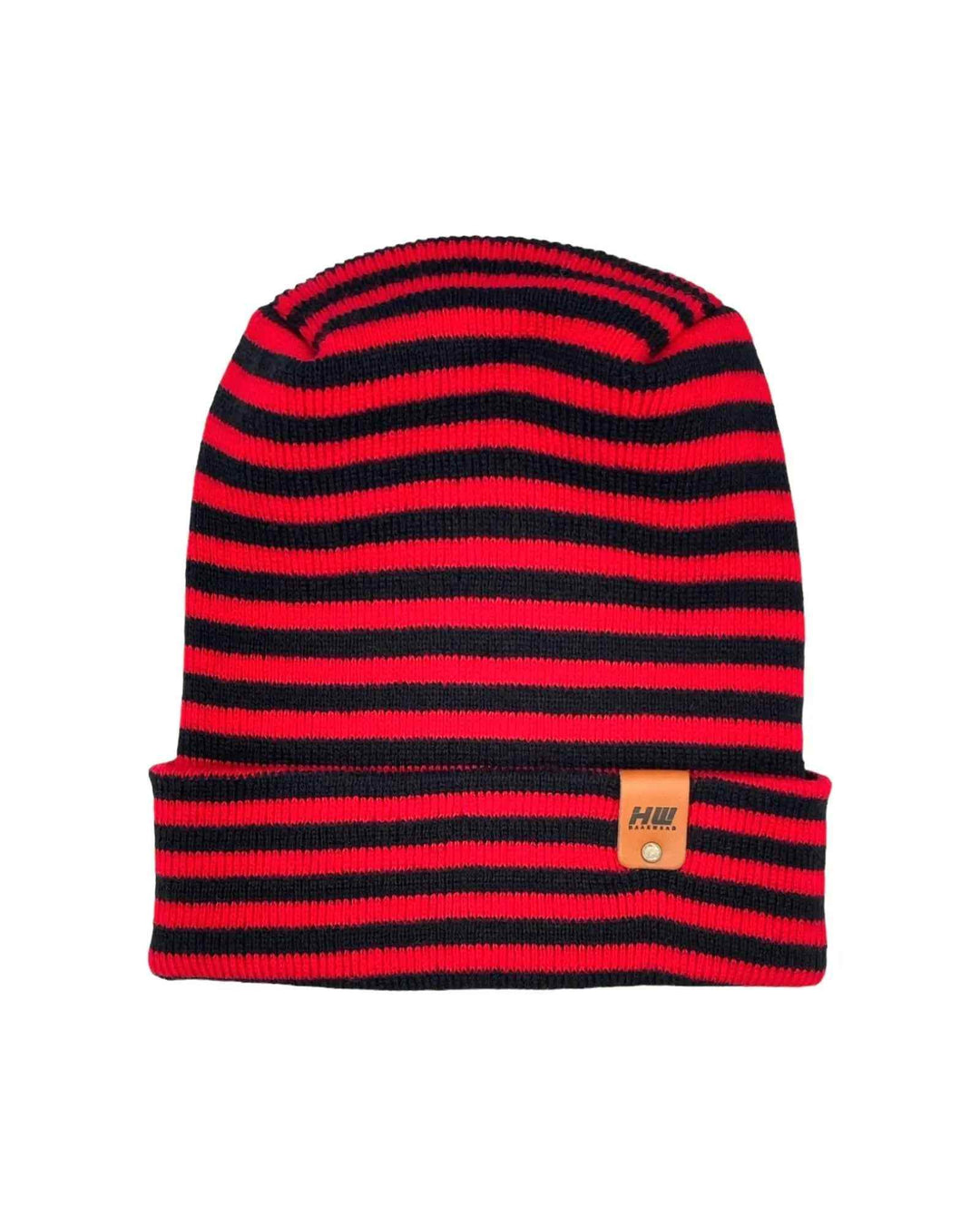 HAAKWEAR H Stitch RORO Cuffed Beanie (Patented) Black / Red, Made in USA - Polendo Design cuffed beanie