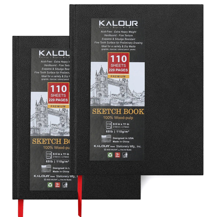 Hard Cover Sketchbook 2-Pack 8.5x11 – 110 Sheets Each - Polendo Design hard cover sketchbook 2 pack