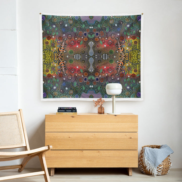 Symmetry of Life Wall Tapestry – Abstract Colorful Fabric Wall Art - Polendo Design wall tapestry