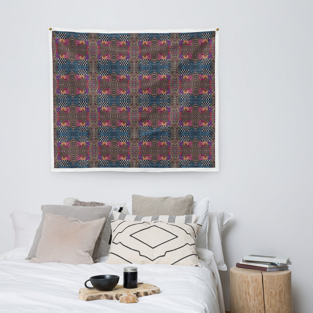 Checker Bloom Wall Tapestry – Colorful Indoor Fabric Wall Art - Polendo Design wall tapestry