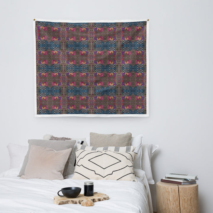 Checker Bloom Wall Tapestry – Colorful Indoor Fabric Wall Art - Polendo Design wall tapestry