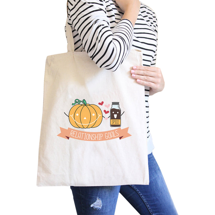 Pumpkin Spice and Relationship Goals Canvas Tote