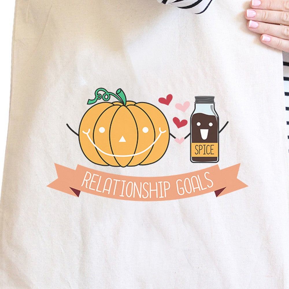 Pumpkin Spice and Relationship Goals Canvas Tote