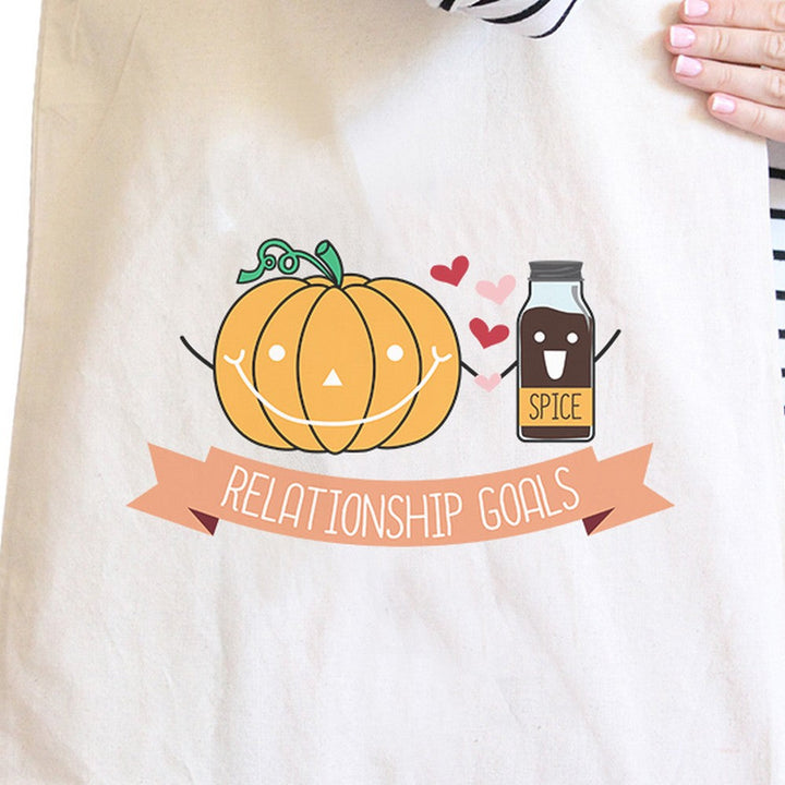 Pumpkin Spice and Relationship Goals Canvas Tote