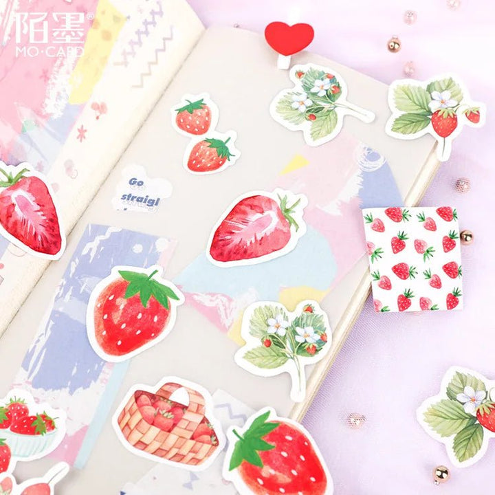 Kawaii Strawberry Sticker Set – Cute Scrapbook &amp; Journal Stickers - Polendo Design kawaii strawberry sticker set