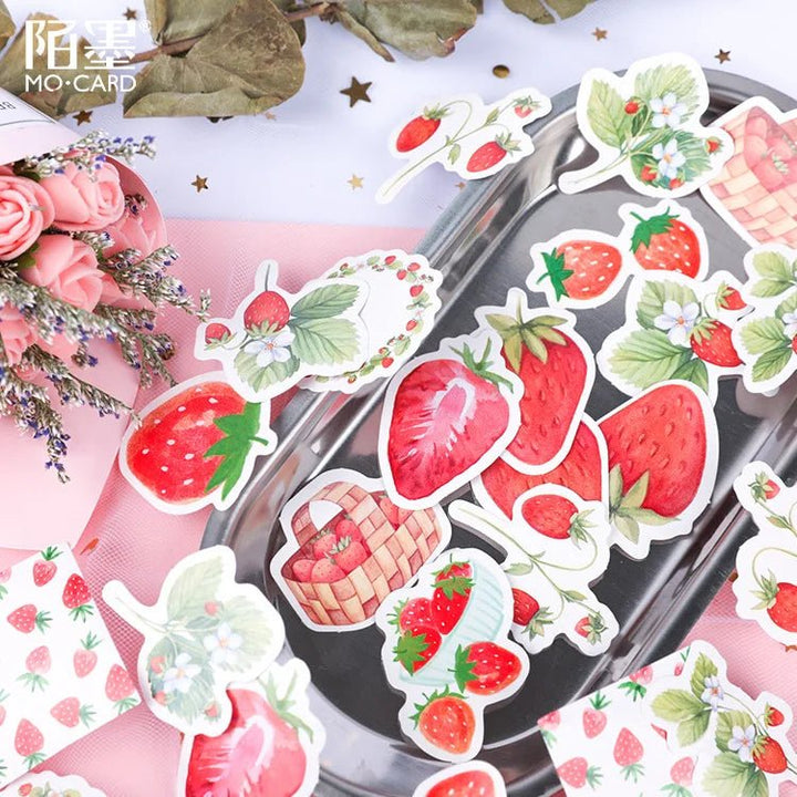 Kawaii Strawberry Sticker Set – Cute Scrapbook &amp; Journal Stickers - Polendo Design kawaii strawberry sticker set