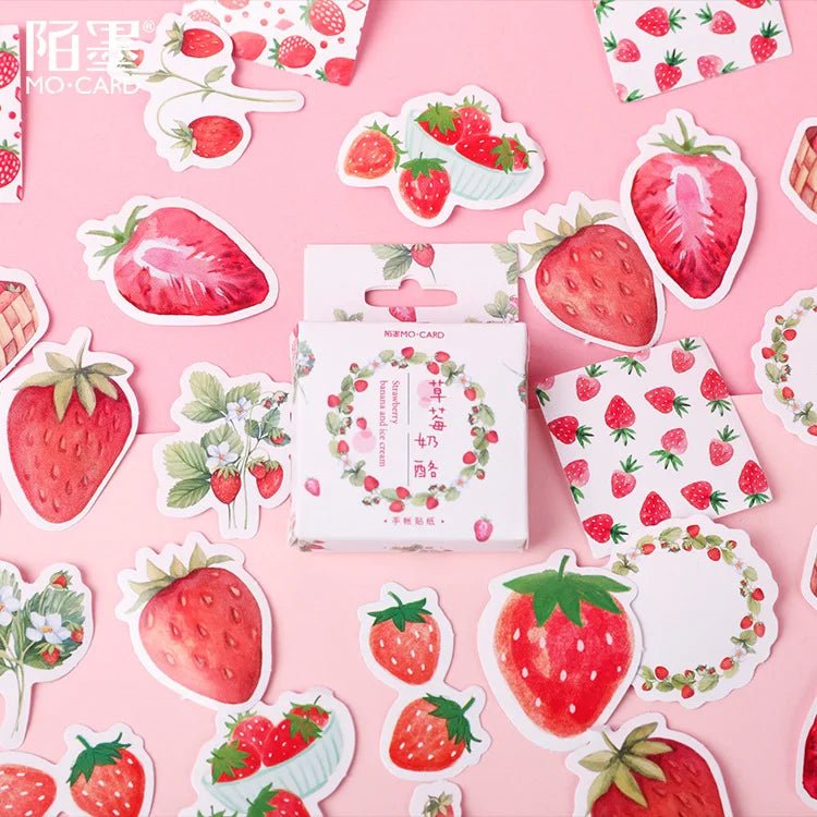 Kawaii Strawberry Sticker Set – Cute Scrapbook &amp; Journal Stickers - Polendo Design kawaii strawberry sticker set