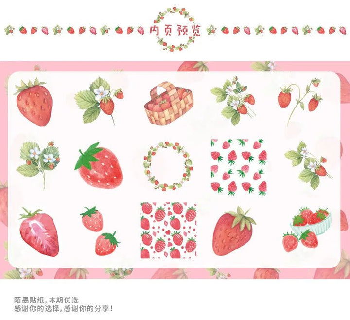 Kawaii Strawberry Sticker Set – Cute Scrapbook &amp; Journal Stickers - Polendo Design kawaii strawberry sticker set