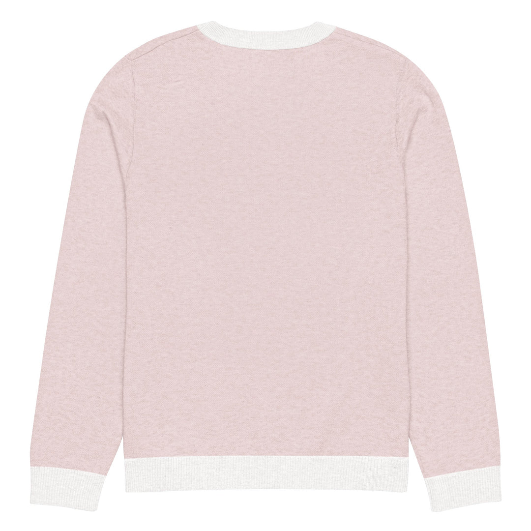 "Pink Note" Knitted crew neck sweater - Polendo Design pink knitted crew neck sweater
