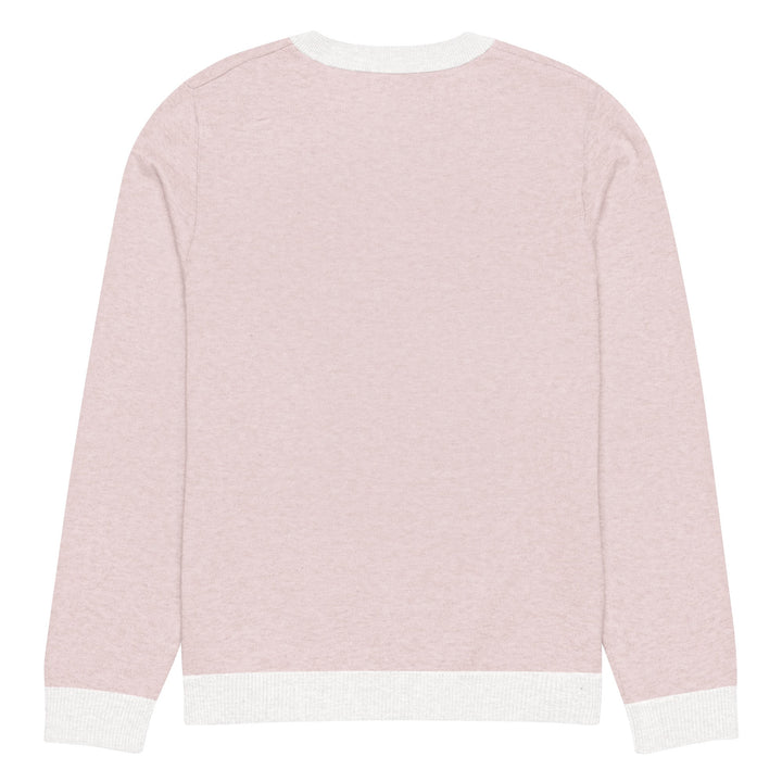 "Pink Note" Knitted crew neck sweater - Polendo Design pink knitted crew neck sweater