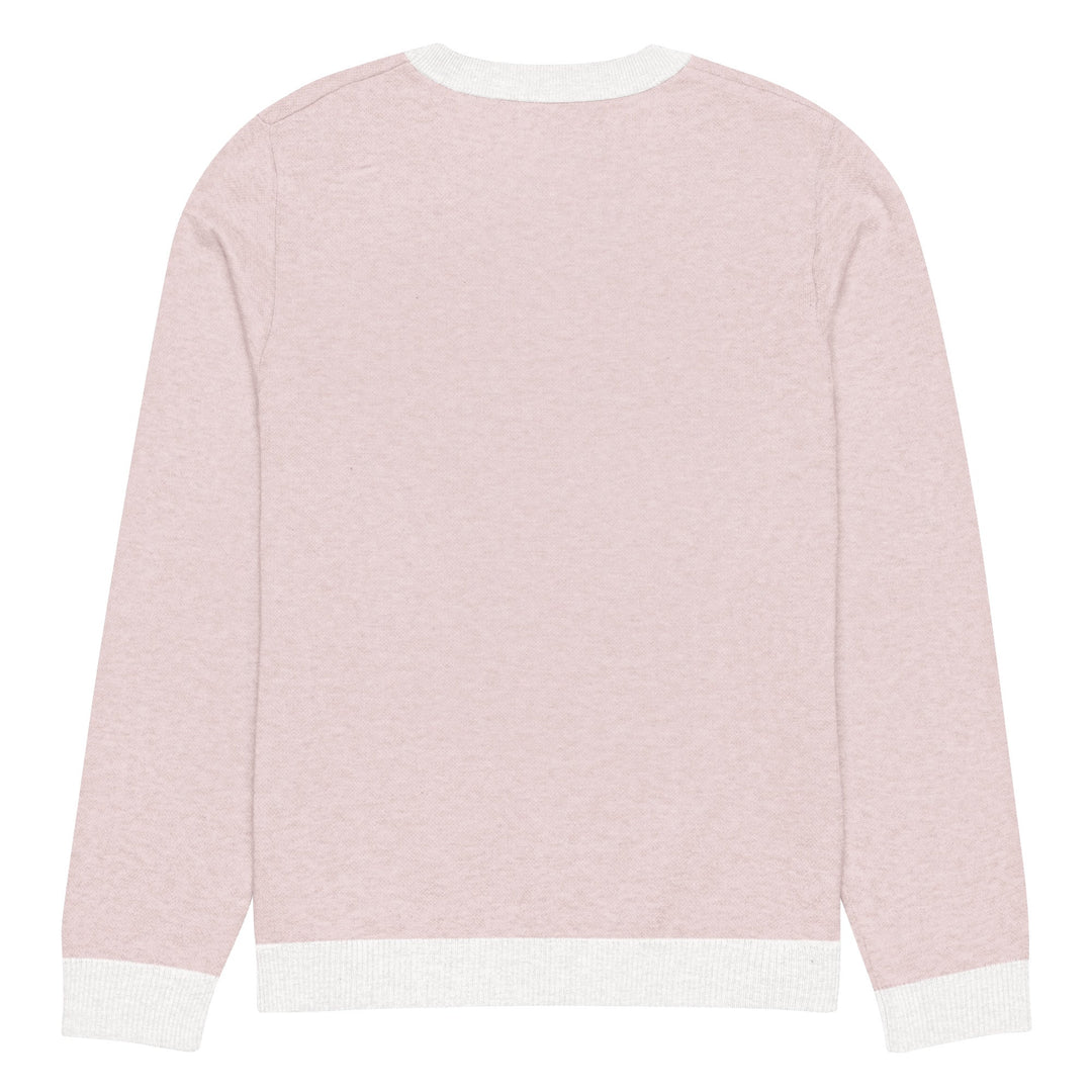 "Pink Note" Knitted crew neck sweater - Polendo Design pink knitted crew neck sweater