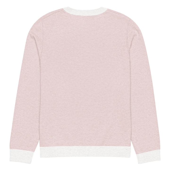"Pink Note" Knitted crew neck sweater - Polendo Design pink knitted crew neck sweater