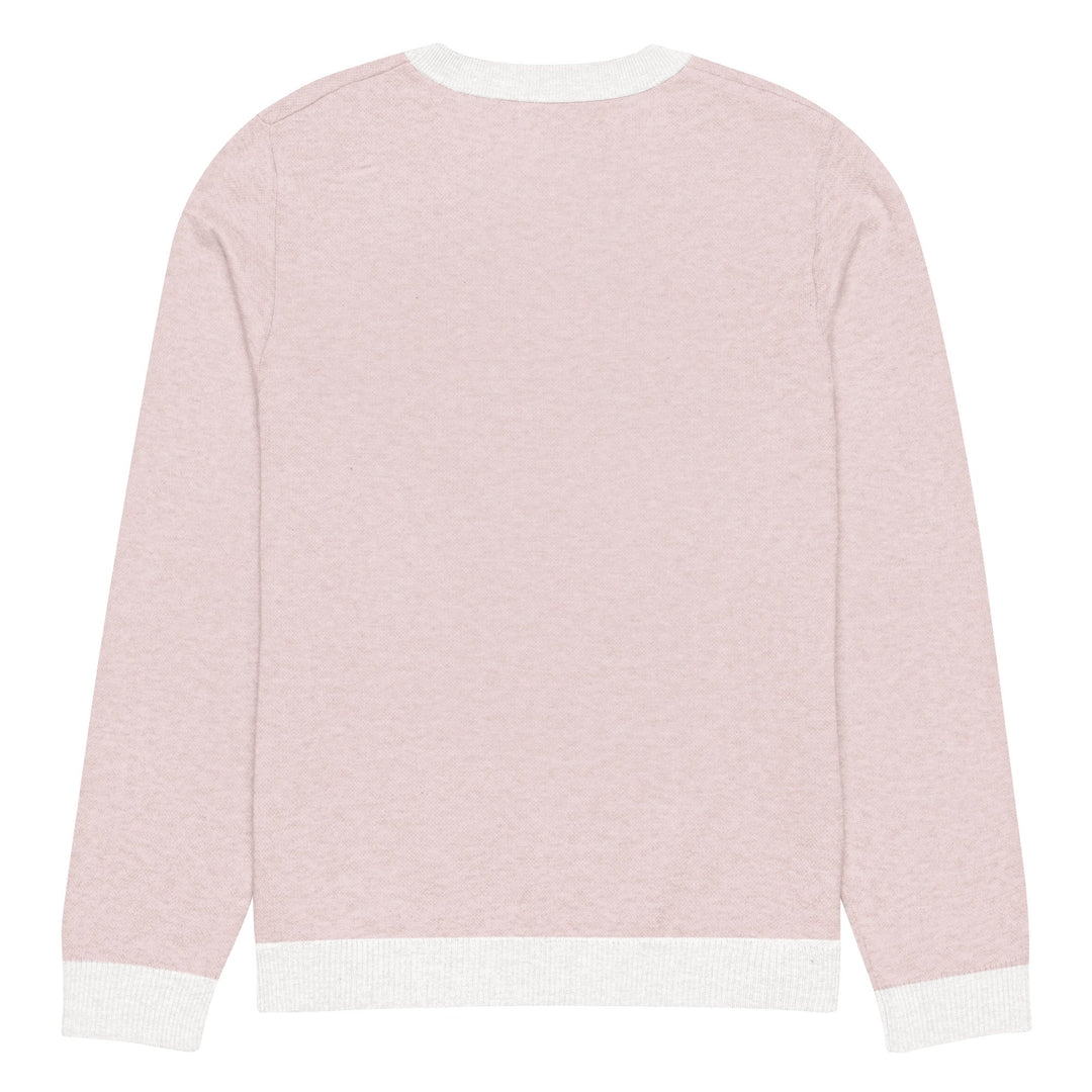 "Pink Note" Knitted crew neck sweater - Polendo Design pink knitted crew neck sweater