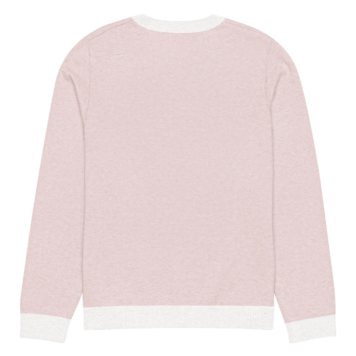 "Pink Note" Knitted crew neck sweater - Polendo Design pink knitted crew neck sweater