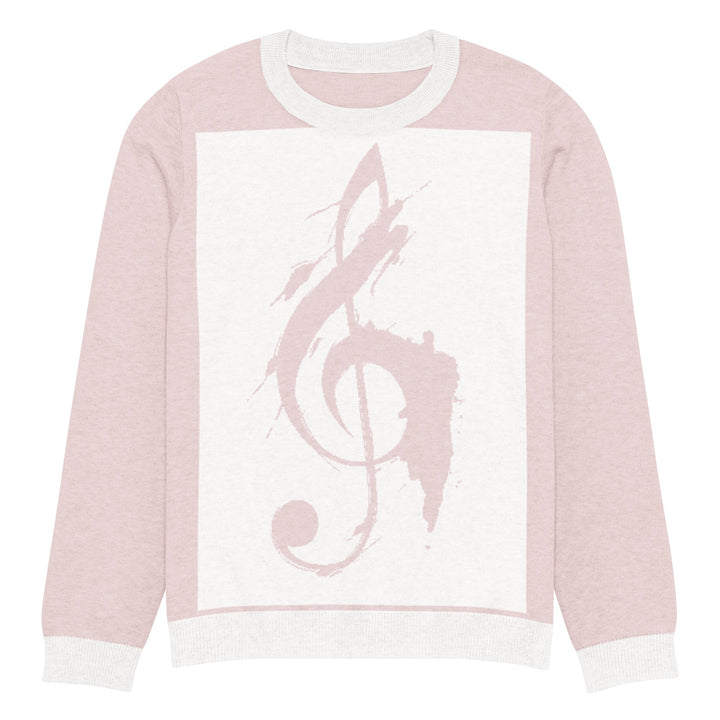 "Pink Note" Knitted crew neck sweater - Polendo Design pink knitted crew neck sweater