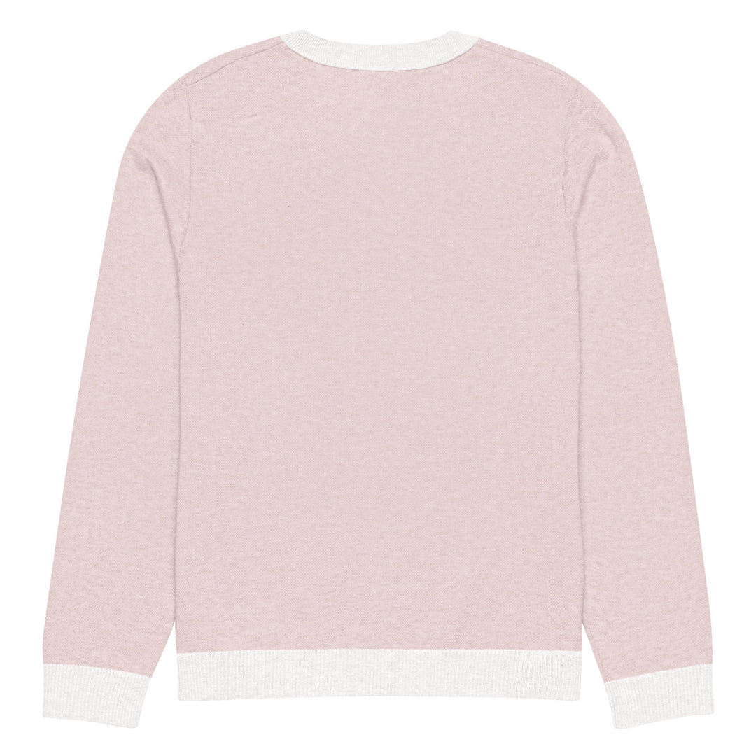 "Pink Note" Knitted crew neck sweater - Polendo Design pink knitted crew neck sweater