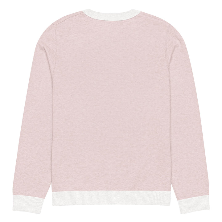 "Pink Note" Knitted crew neck sweater - Polendo Design pink knitted crew neck sweater