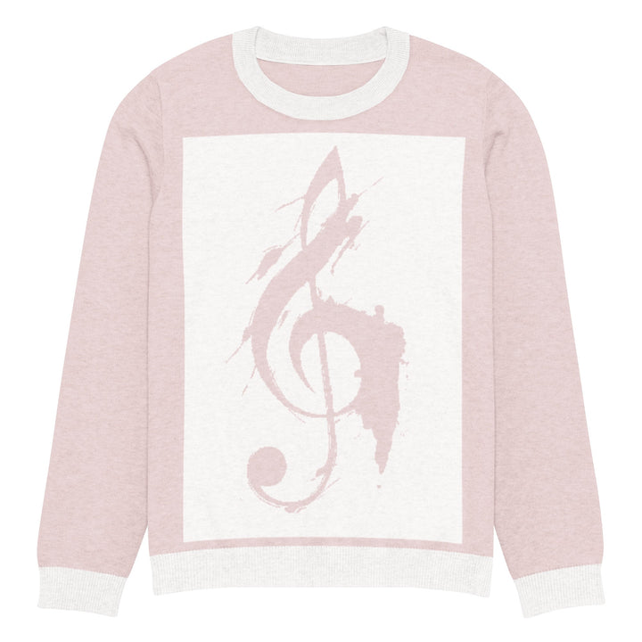 "Pink Note" Knitted crew neck sweater - Polendo Design pink knitted crew neck sweater