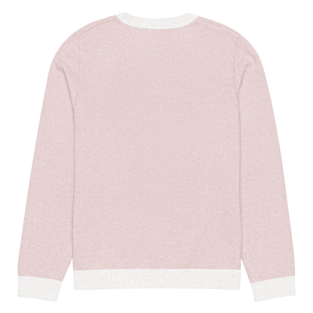"Pink Note" Knitted crew neck sweater - Polendo Design pink knitted crew neck sweater