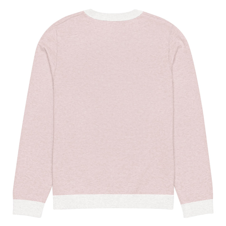 "Pink Note" Knitted crew neck sweater - Polendo Design pink knitted crew neck sweater