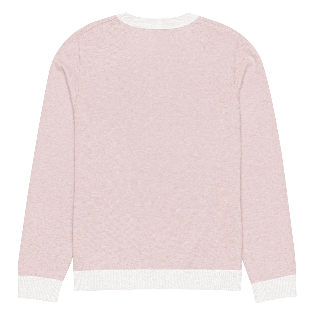 "Pink Note" Knitted crew neck sweater - Polendo Design pink knitted crew neck sweater