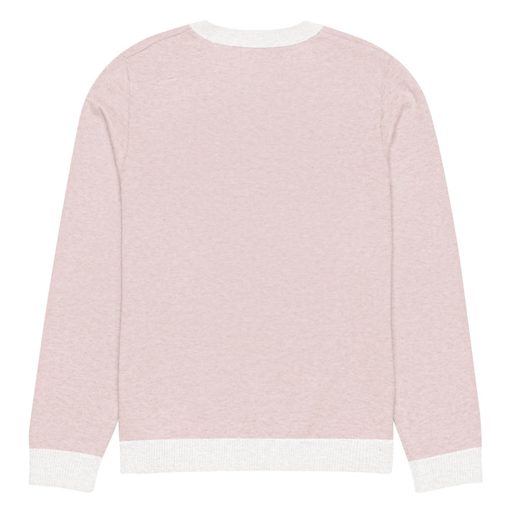 "Pink Note" Knitted crew neck sweater - Polendo Design pink knitted crew neck sweater