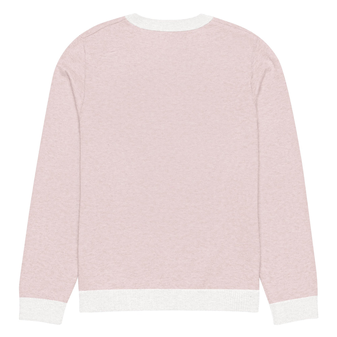 "Pink Note" Knitted crew neck sweater - Polendo Design pink knitted crew neck sweater