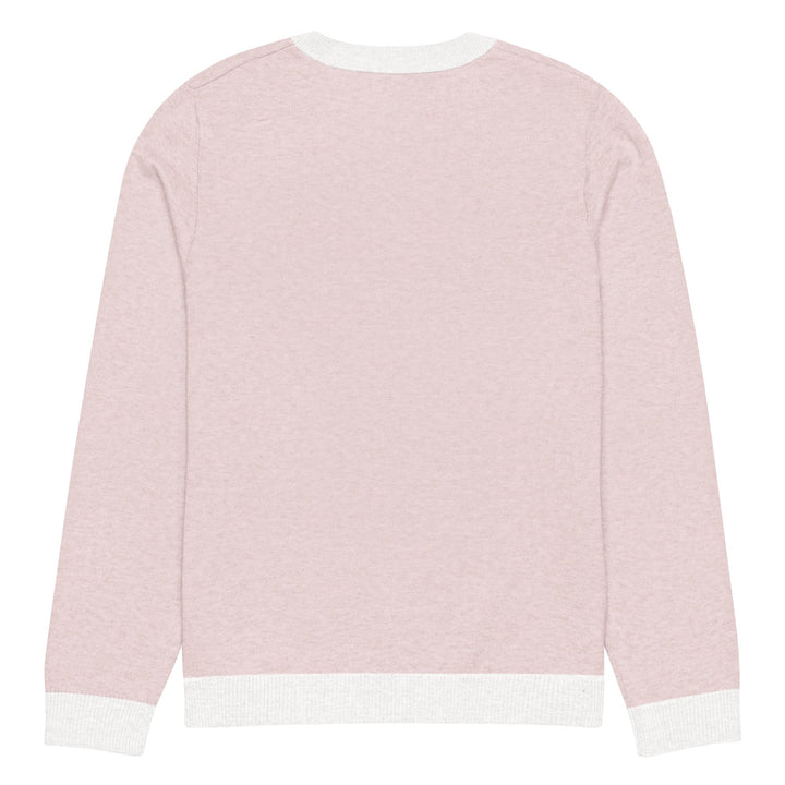 "Pink Note" Knitted crew neck sweater - Polendo Design pink knitted crew neck sweater