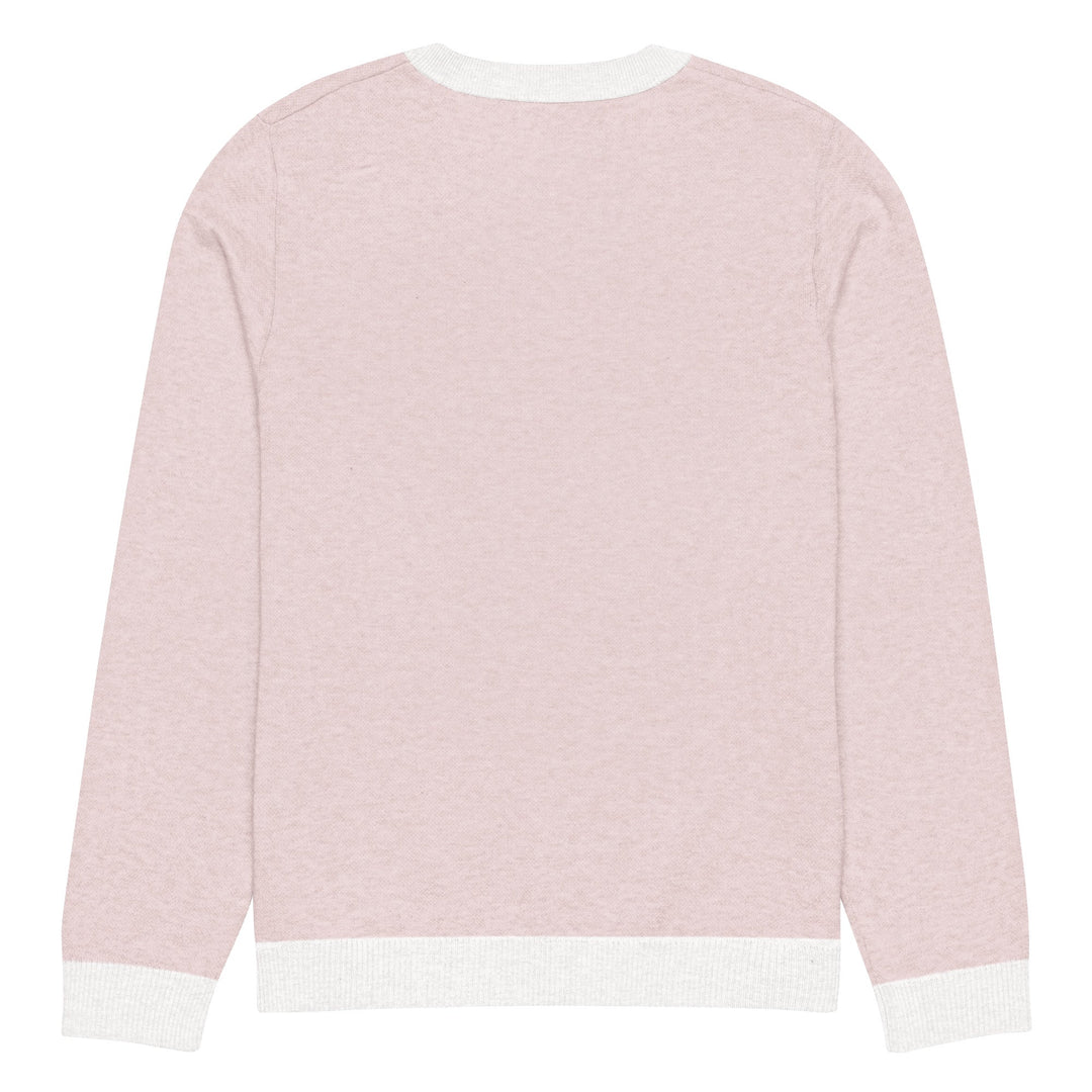 "Pink Note" Knitted crew neck sweater - Polendo Design pink knitted crew neck sweater