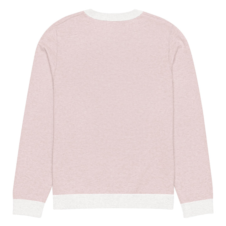 "Pink Note" Knitted crew neck sweater - Polendo Design pink knitted crew neck sweater