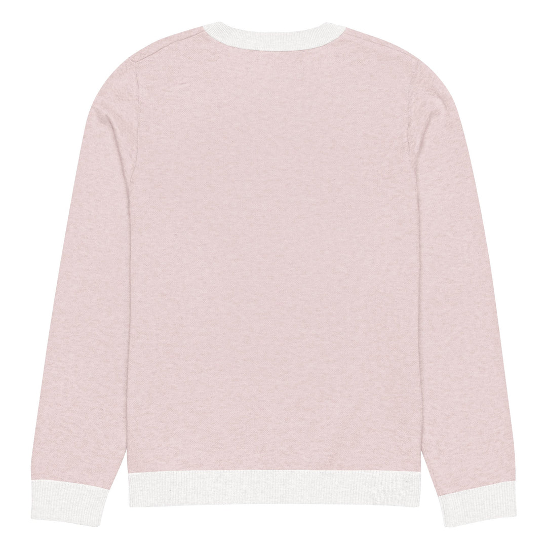 "Pink Note" Knitted crew neck sweater - Polendo Design pink knitted crew neck sweater