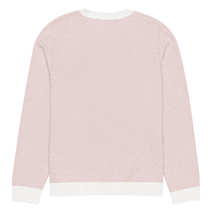 "Pink Note" Knitted crew neck sweater - Polendo Design pink knitted crew neck sweater