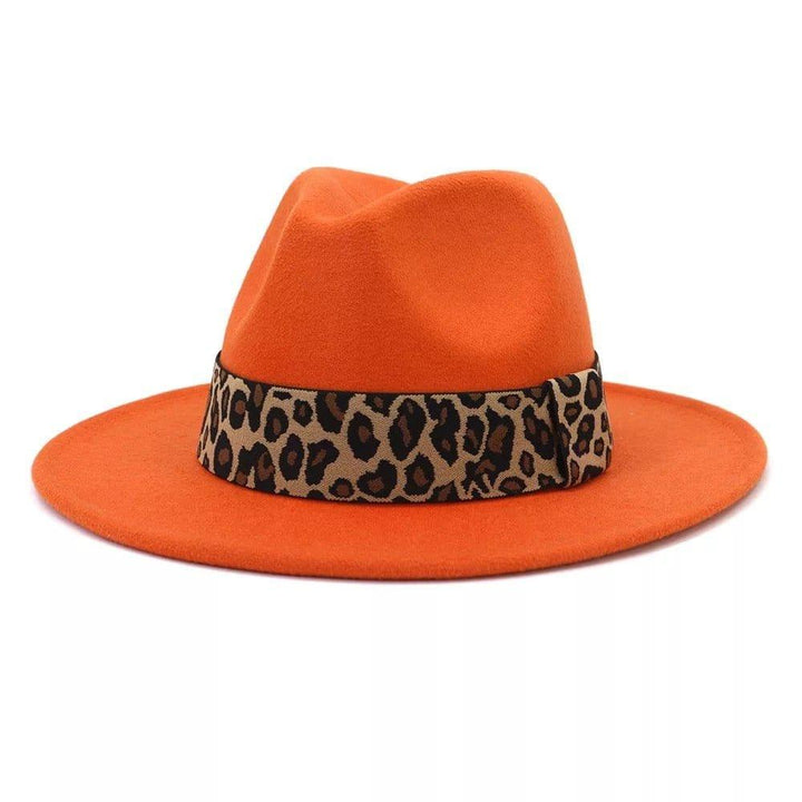 Leopard Hat – Classic Fedora with Orange Band - Polendo Design leopard hat