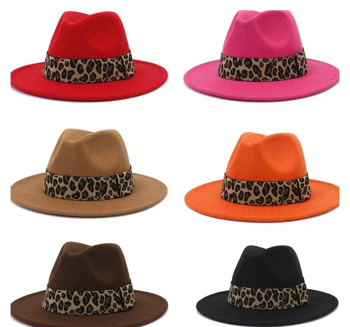 Leopard Hat – Classic Fedora with Orange Band - Polendo Design leopard hat