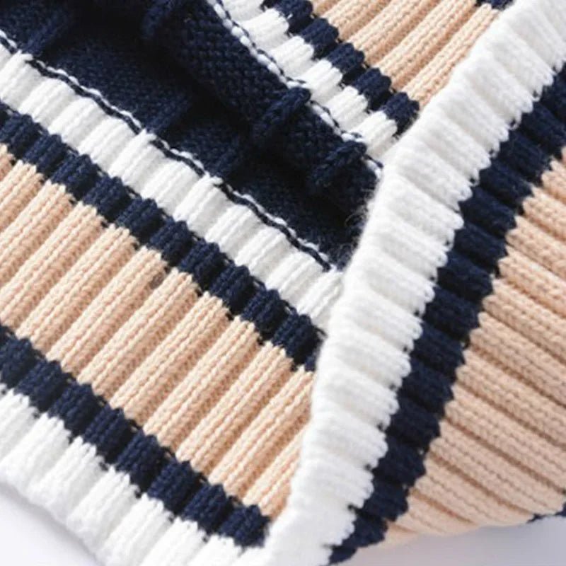 Men’s Striped V - Neck Sweater Vest – Casual Knit for Spring &amp; Autumn - Polendo Design