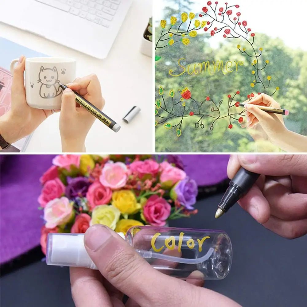 Metallic Paint Marker Set – 10 or 20 Color Permanent Pens - Polendo Design metallic paint marker set