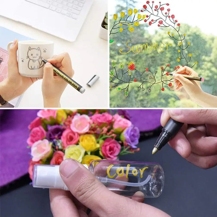 Metallic Paint Marker Set – 10 or 20 Color Permanent Pens - Polendo Design metallic paint marker set