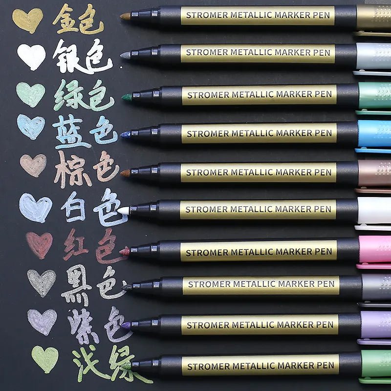Metallic Paint Marker Set – 10 or 20 Color Permanent Pens - Polendo Design metallic paint marker set